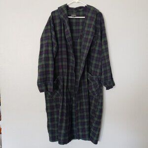 St Johns Bay OS Long Sleeve Cotton Green Flannel Robe W/ Pockets